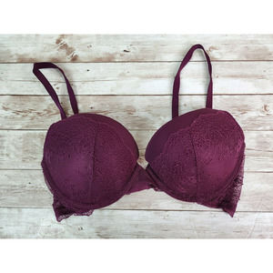 Victoria's Secret Women's Very Sexy Push Up Bra Size 34C Purple Plum Lace